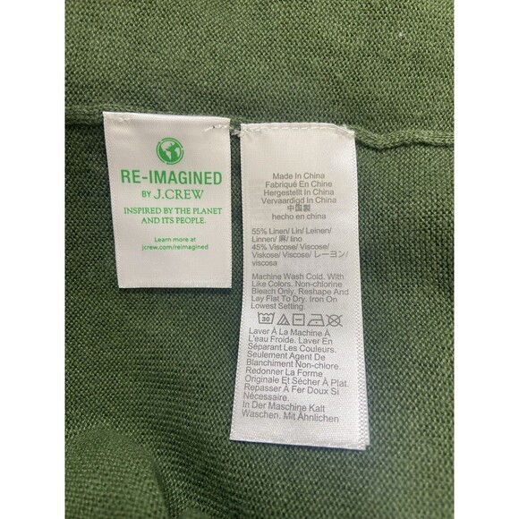 J. Crew Women's Top Size S Linen Blend Green V-Neck Short Sleeve Lagenlook - Picture 5 of 12